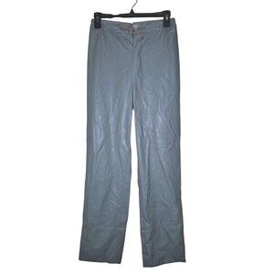 USHATAVA Pants Unisex Medium Gray Faux Leather Straight Leg Vegan Style
